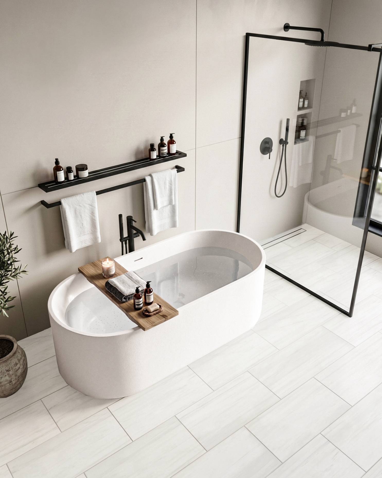 Dolomite Shower White Marble Bathroom Shower