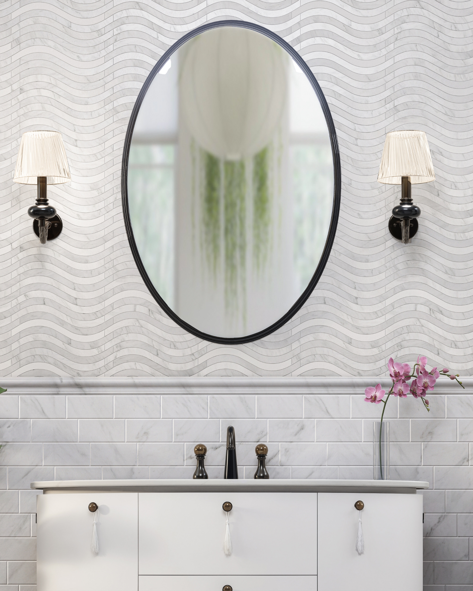 Dynasty White Wave Bathroom Backsplash Luxury Bathroom Backsplash