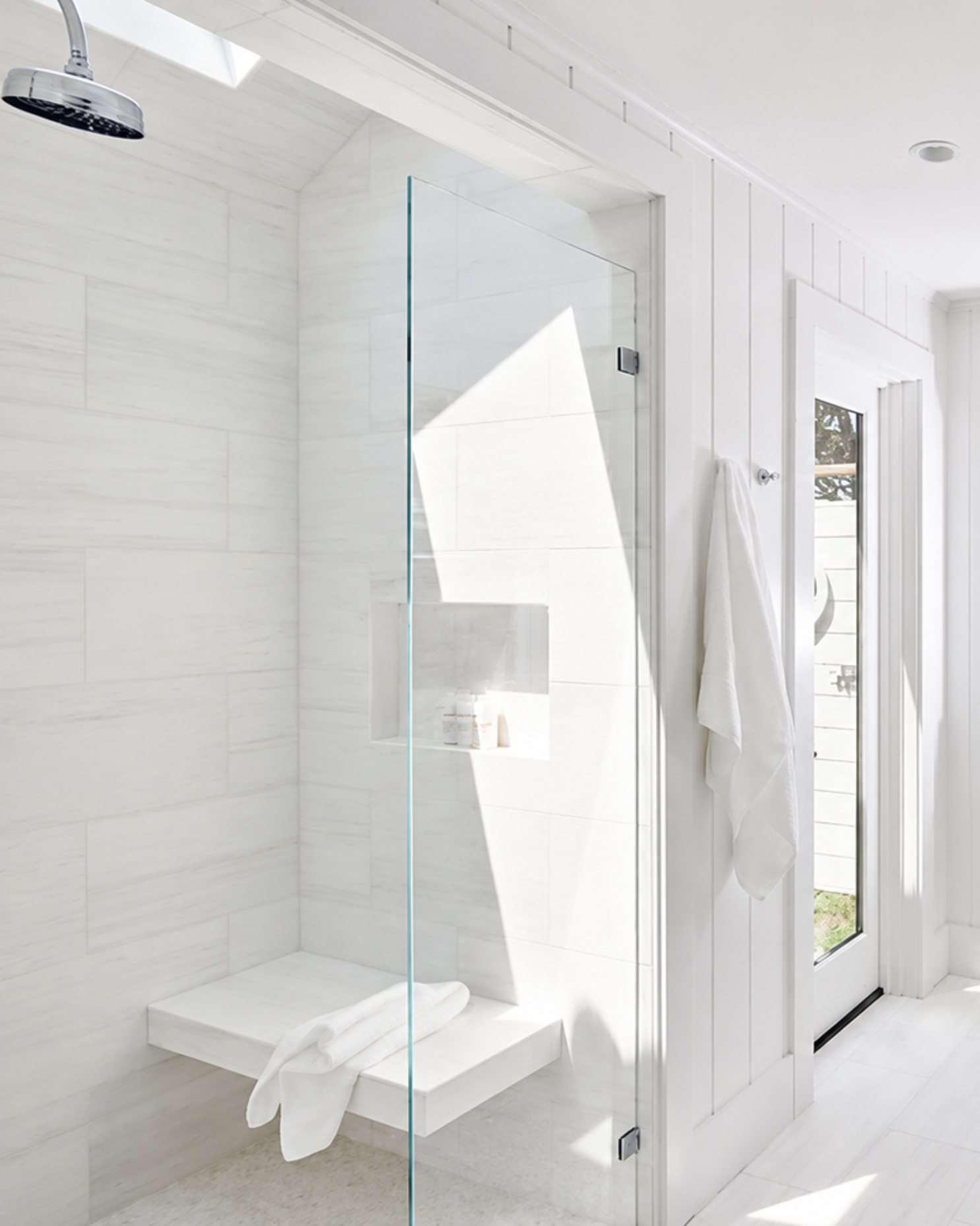 Dolomite Shower White Marble Bathroom Shower