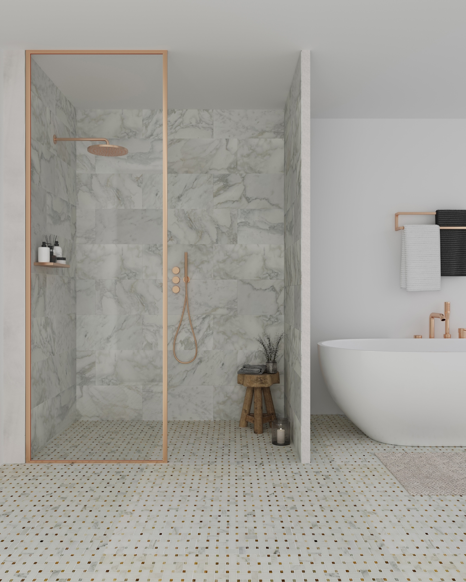 Calacatta Oliva Bathroom Natural Stone Bathroom Luxury Shower Interior Design