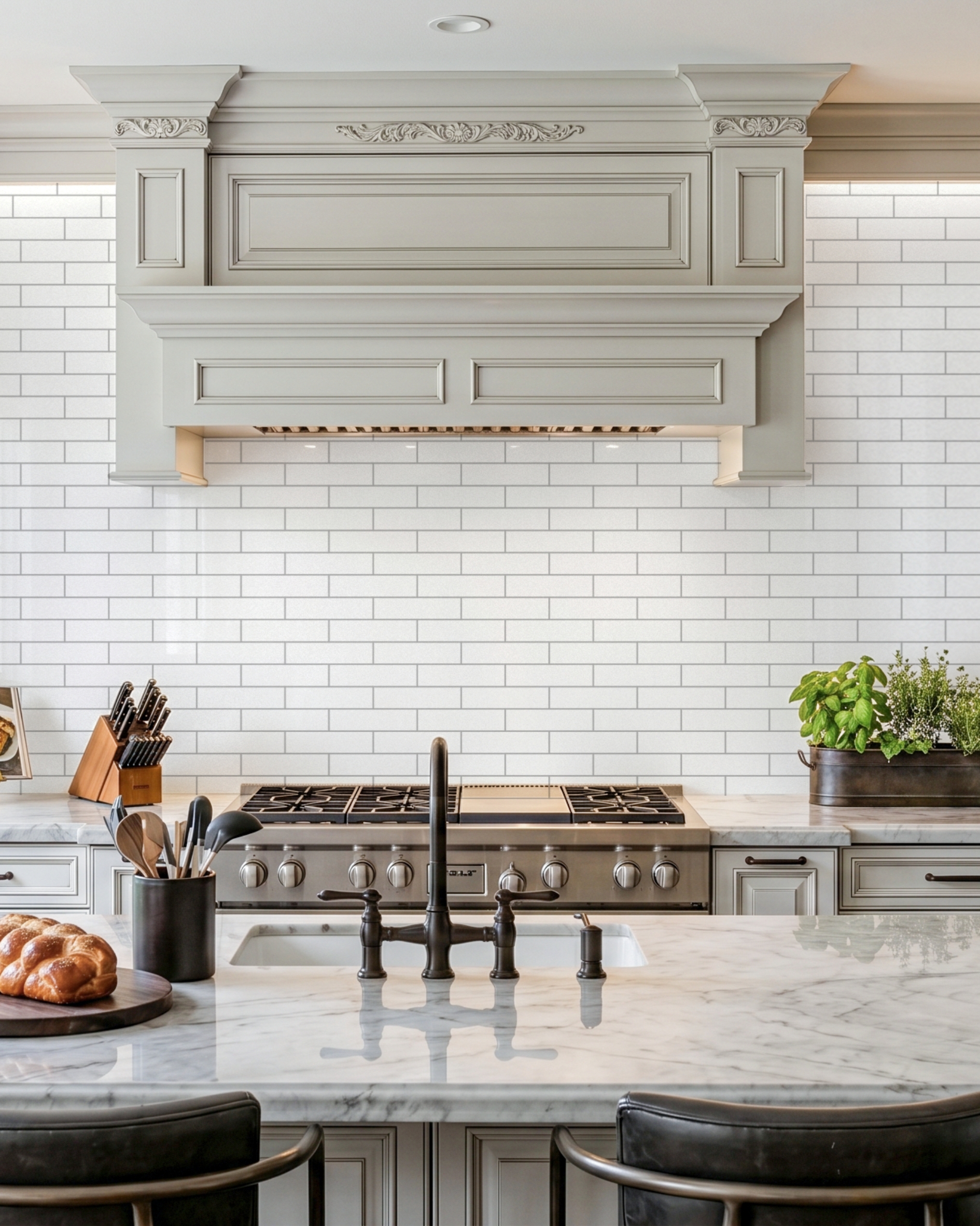 Glass thassos white luxury kitchen marble