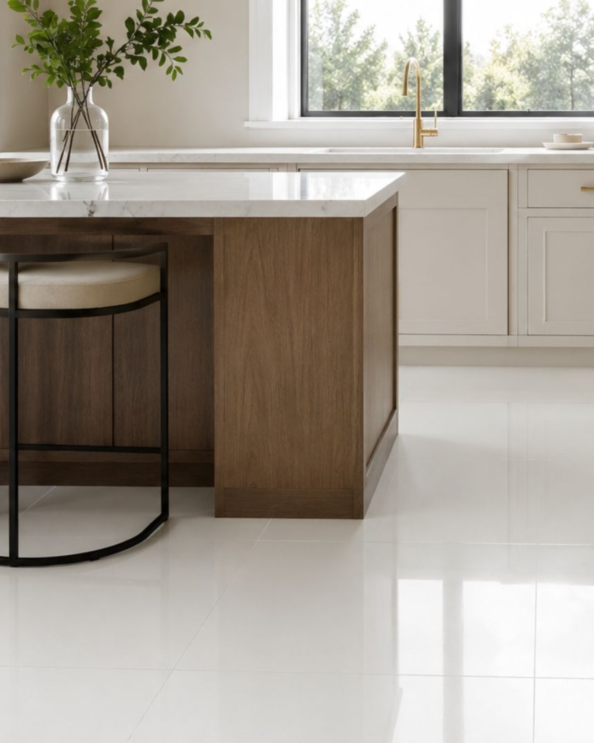 Glass thassos white luxury kitchen marble