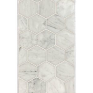 2" Hexagon Board - Bianco Carrara - Honed