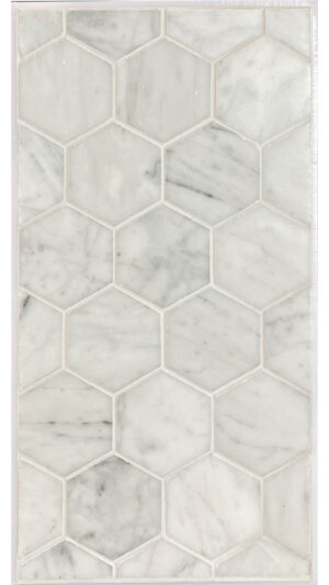 2" Hexagon Board - Bianco Carrara - Honed