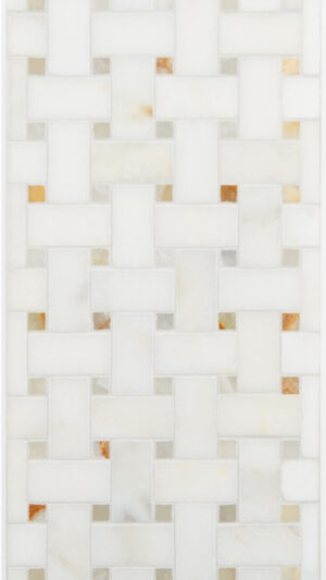 Basketweave - Calacatta Oliva | White Onyx With Rust