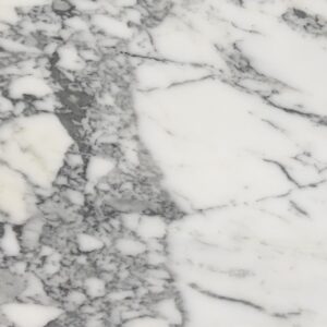 Arabescato marble with white background and bold gray veining and movement