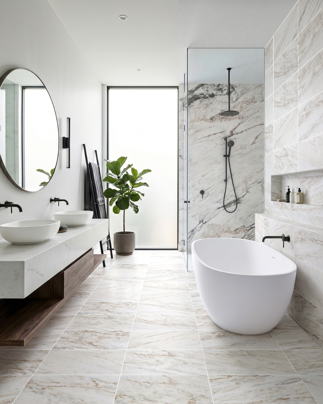 Imperial Danby Bathroom Luxury Bathroom White Marble Tile