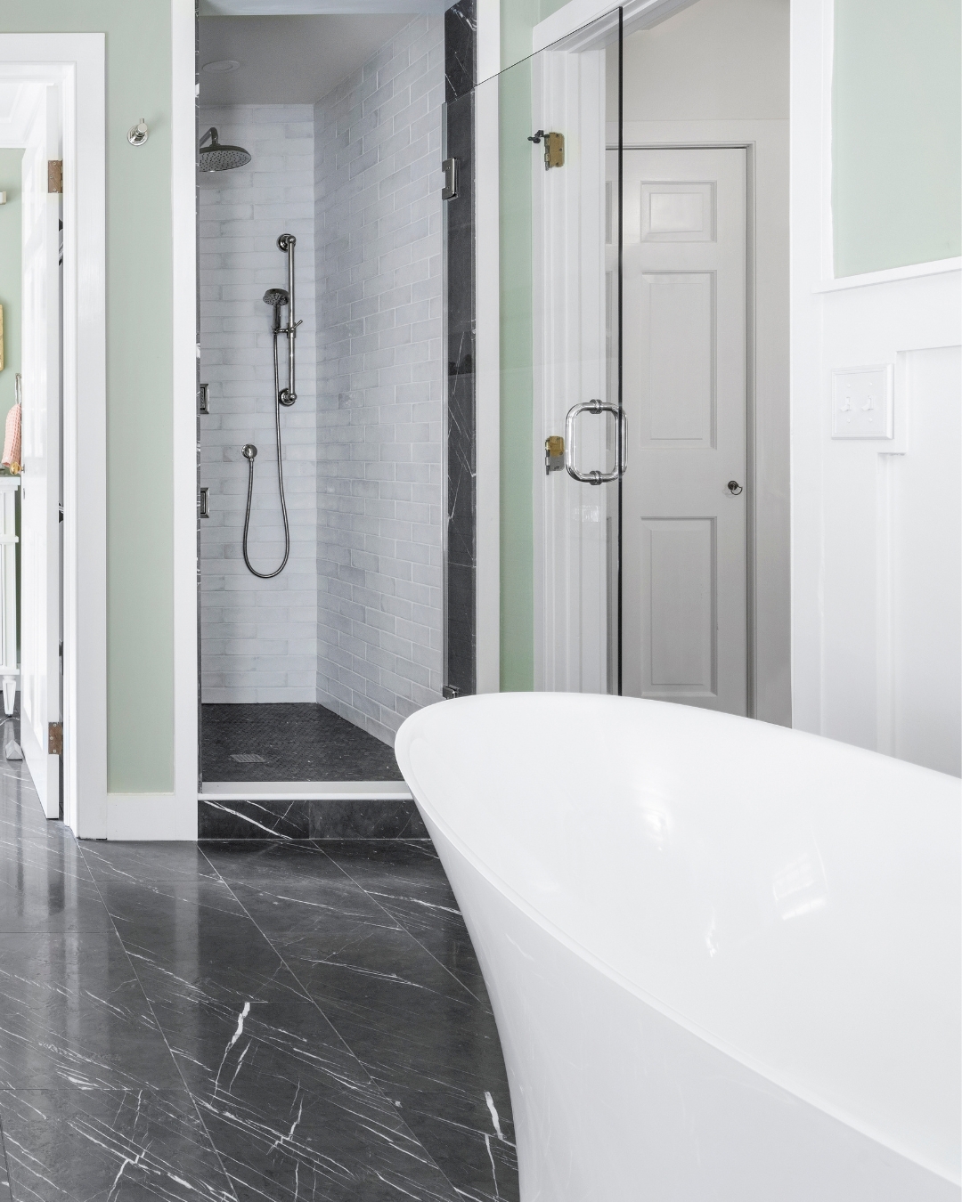 Moonar Bathroom Dark Marble Black Marble White Veining