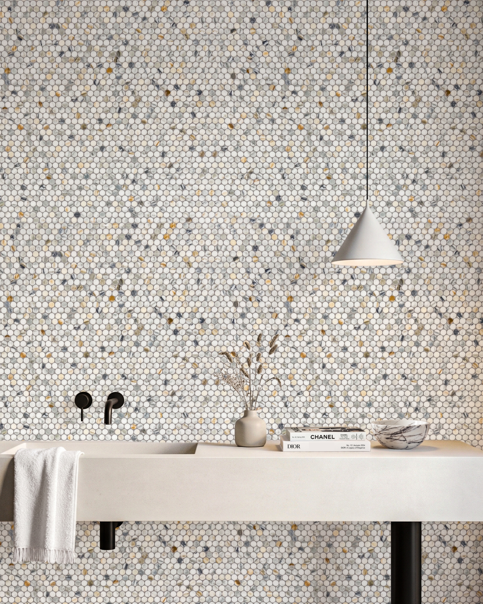 Penny Rpund Backsplash NJ Marble Tile