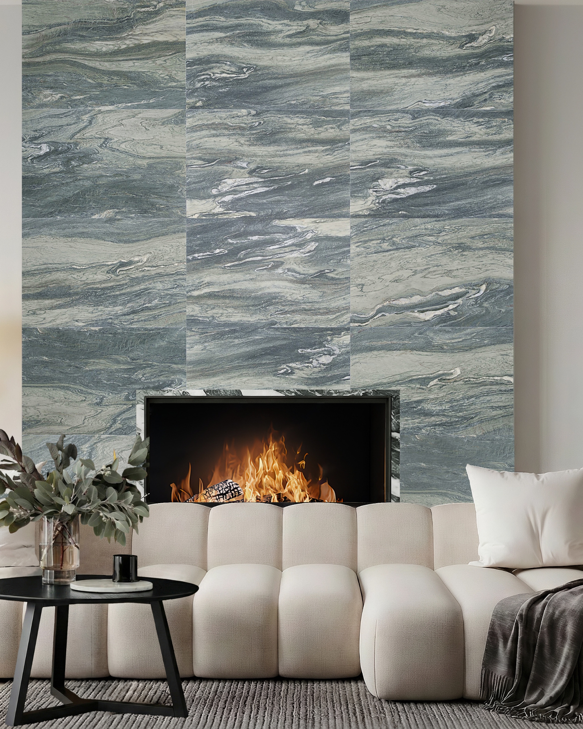 Cipollino Fireplace Luxury Living Room Marble Living Room