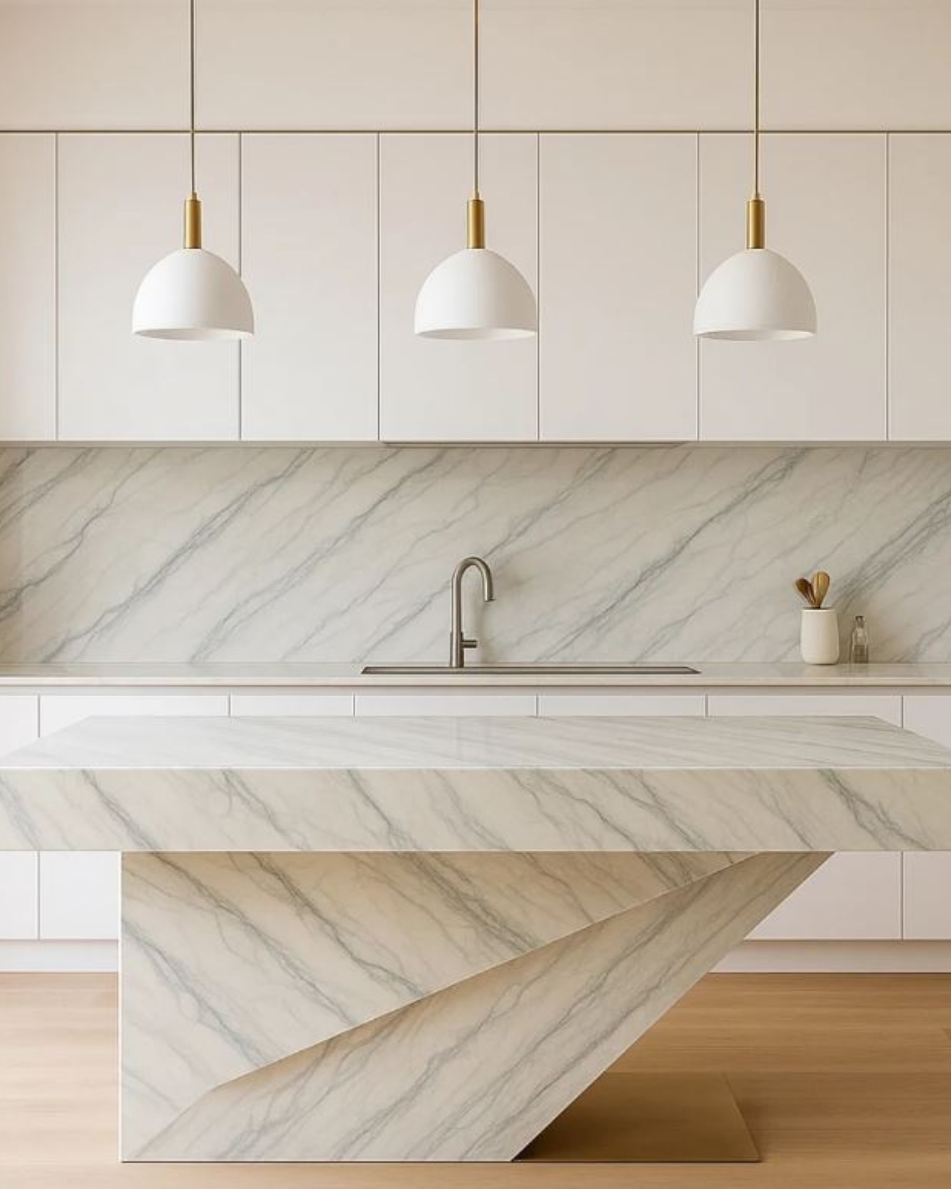 Cipollino Cremo Kitchen Luxury Cipollino Cremo Marble Backsplash in trendy kitchen