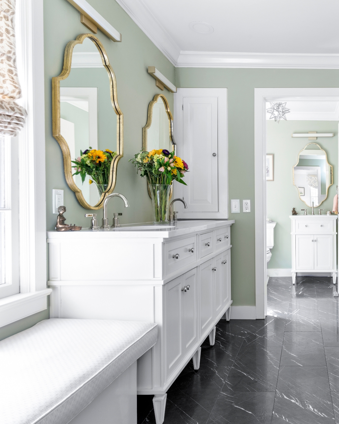 Moonar Bathroom Dark Marble Black Marble White Veining