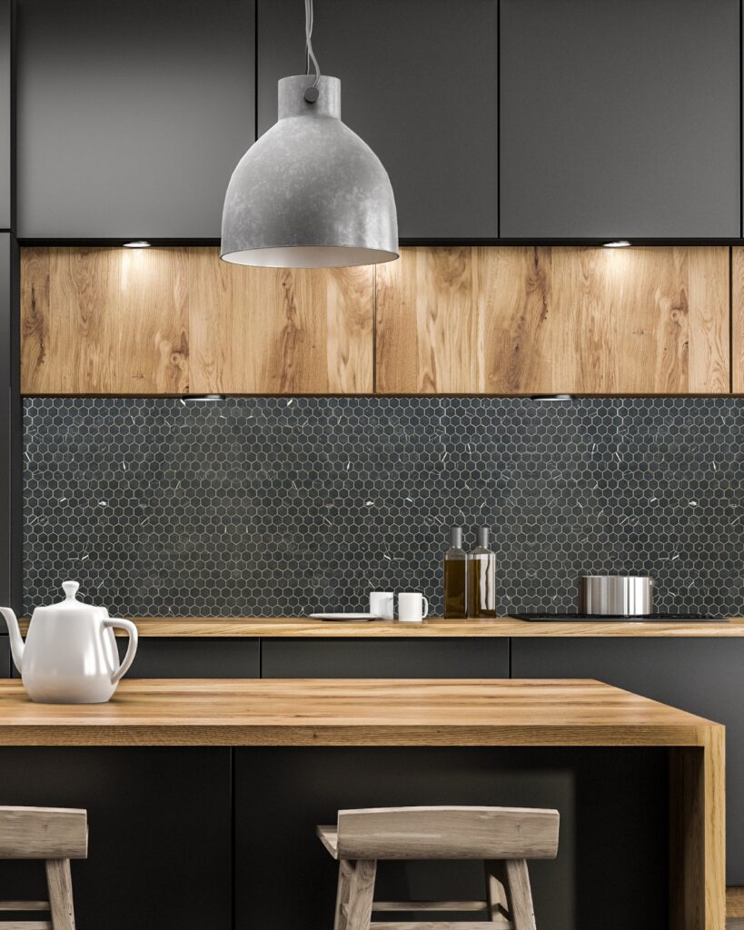 Nero Marquina Penny Rounds Backsplash