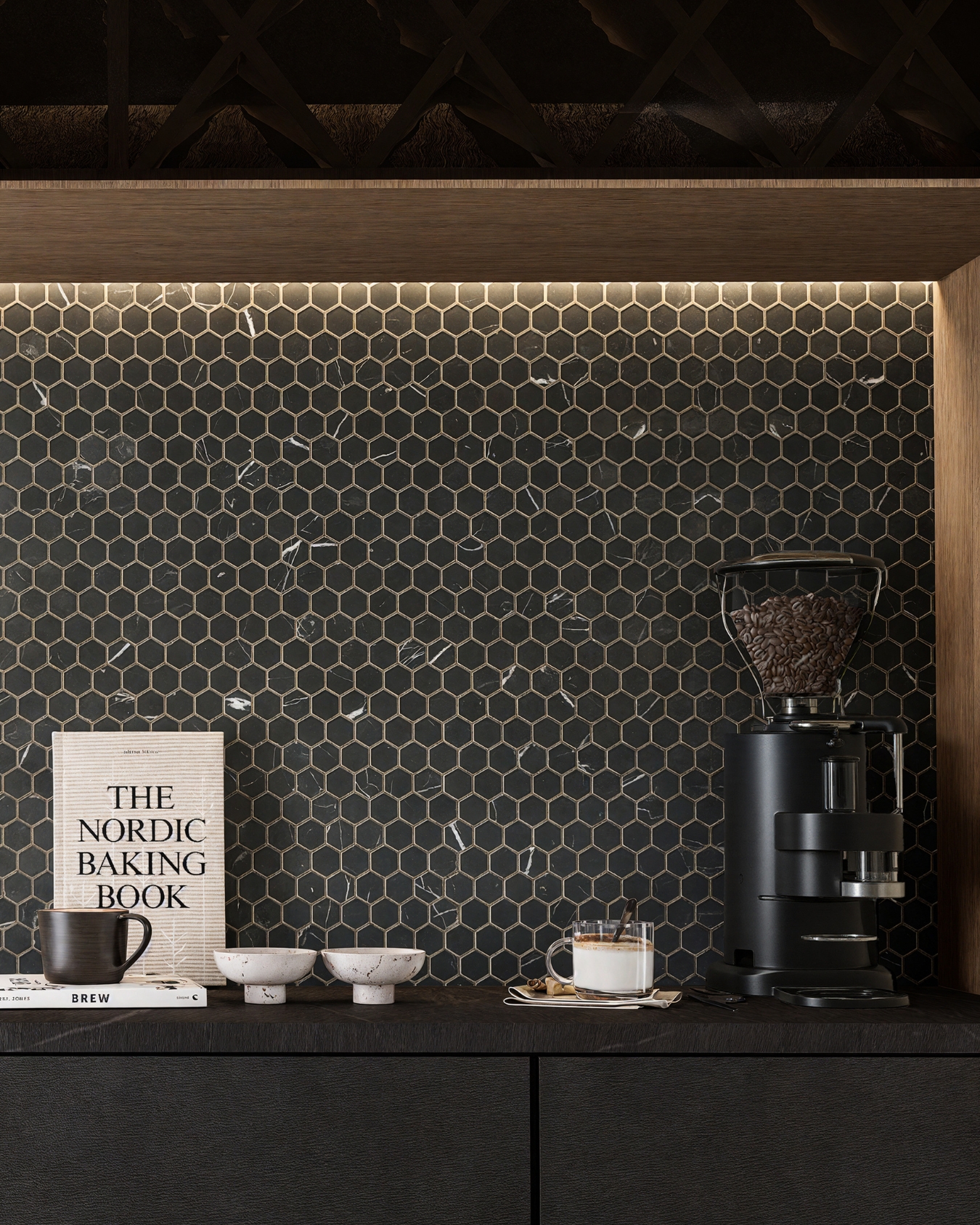 Nero Marquina Penny Rounds Backsplash