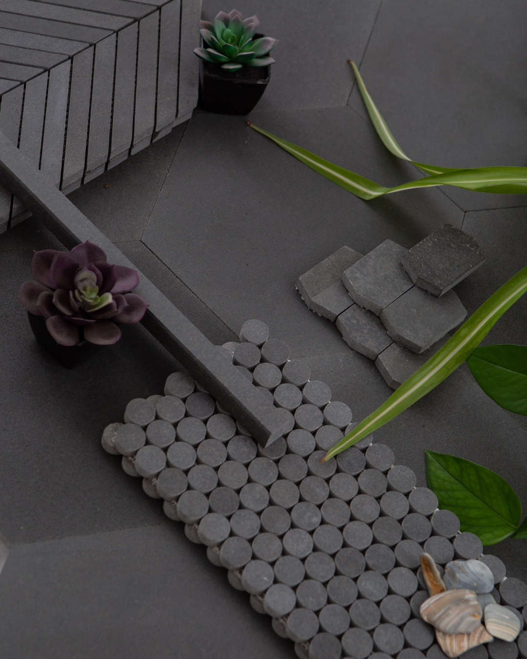 Basalt Moodboard & Materials Dark Moody Closeup Marble Basalt