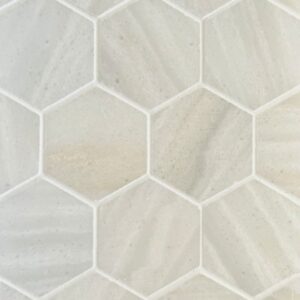 Nestos White - 2" Hexagon - Honed