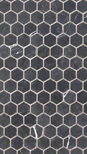 1" Hexagon - Nero Marquina  - Tumbled